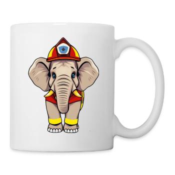 Held Elefant Feuerwehrmann - Tasse - Weiß - Rechts