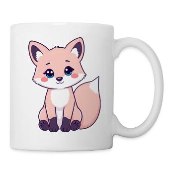 Neugieriger roter getigerter Fuchs mit auffälligen rosa Wangen - Tasse - Weiß - Rechts