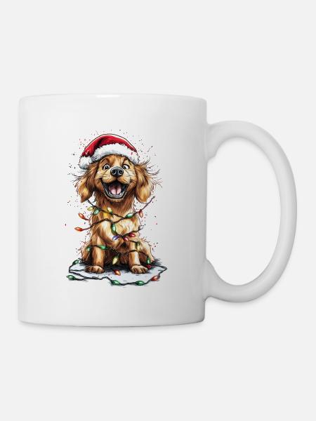 Golden Retriever Chiot Père Noël - Mug blanc - blanc