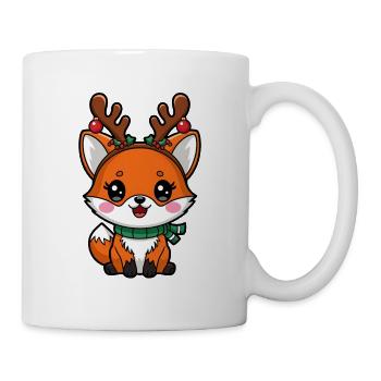 Süßer Baby Fuchs mit Rentiergeweih - Tasse - Weiß - Rechts