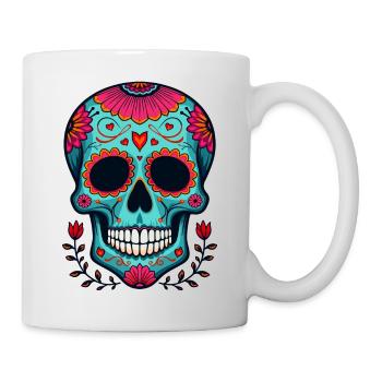 Coeur floral Crâne en sucre – Dia de los Muertos Art - Mug blanc - blanc - Droite