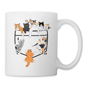 Süße Katzen klettern - originelle Geschenkidee - Tasse - Weiß - Rechts