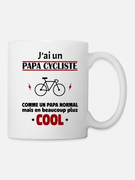 J'ai un papa cycliste, cadeau naissance, cyclisme - Mug blanc - blanc