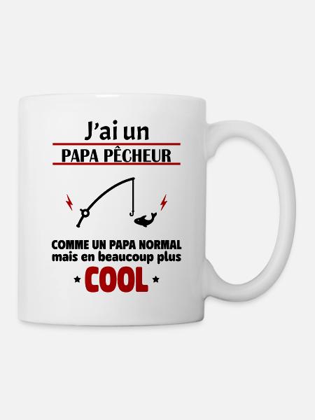 J'ai un papa pêcheur, cadeau naissance, pêche - Mug blanc - blanc