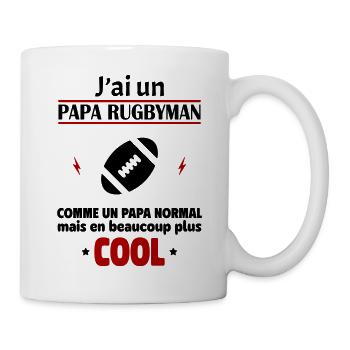 J'ai un papa rugbyman, cadeau naissance, rugby - Mug blanc - blanc - Droite