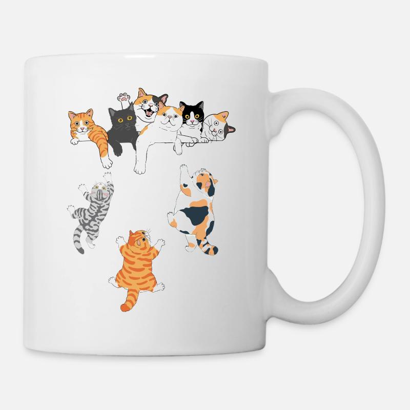 Chats mignons grimpant - idée cadeau original - Mug blanc - blanc