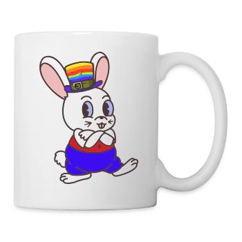 Regenbogen Kaninchen Hase LGBT Gay Pride Hasen - Tasse - Weiß - Rechts
