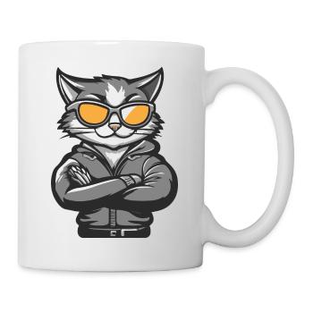 Katze Comic Cool - Tasse - Weiß - Rechts