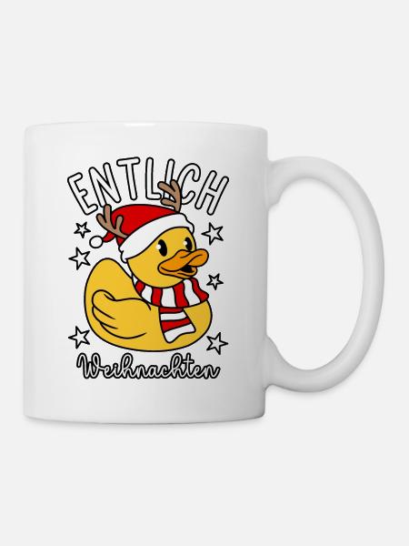 Ente Lustiger Spruch (Endlich) ENTlich Weihnachten - Tasse - Weiß