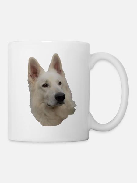 weisser Schäferhund Kopf - Tasse - Weiß