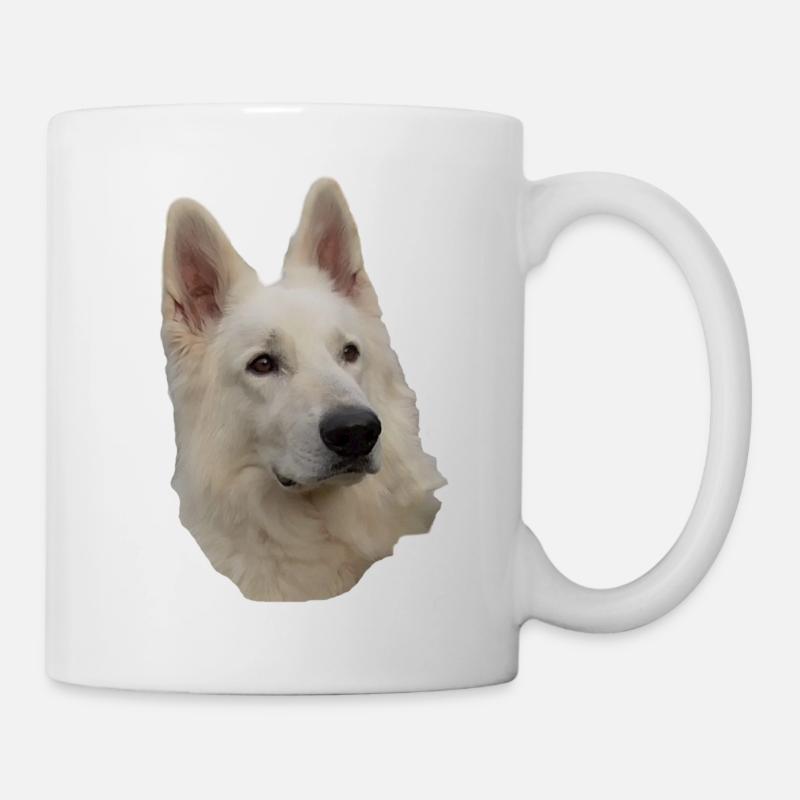 weisser Schäferhund Kopf - Tasse - Weiß
