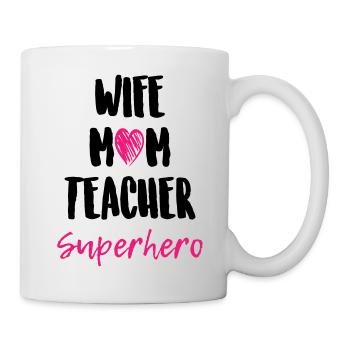 Épouse Maman Enseignant Super-héros - Mug blanc - blanc - Droite