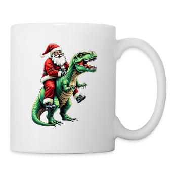 Weihnachtsmann auf Dinosaurier - Tasse - Weiß - Rechts
