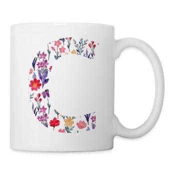 Personalisierter Blumenbuchstabe c - Geschenkidee - Tasse - Weiß - Rechts