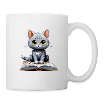 Chat Intello et Café - Mug - white - Right