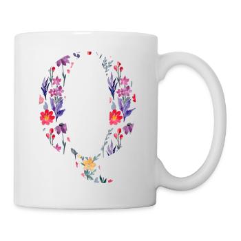 Personalized Floral Q Letter - Gift Idea - Mug - white - Right