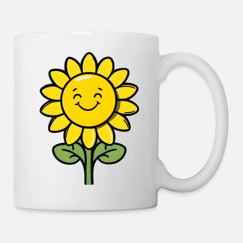 Süße Sonnenblume Blumen Sommer Comic Style - Tasse - Weiß