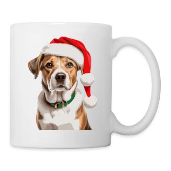 Chien mignon avec chapeau de Noël - Mug blanc - blanc - Droite