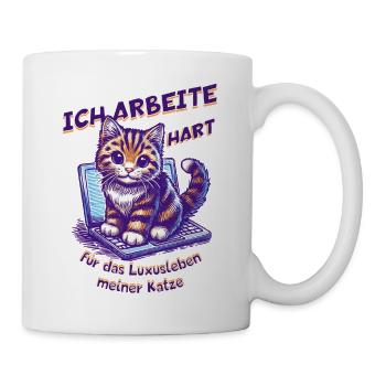 Je travaille dur pour la vie de luxe de mon chat - Mug blanc - blanc - Droite