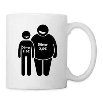 Döner-Preisvergleich – Humorvolles Design für Denk - Tasse - Weiß - Rechts