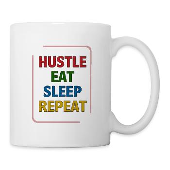 Bousculer manger dormir répéter - Mug blanc - blanc - Droite