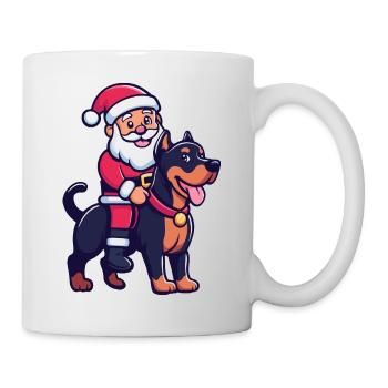 Doberman Dog Santa Claus Cartoon - Mug - white - Right