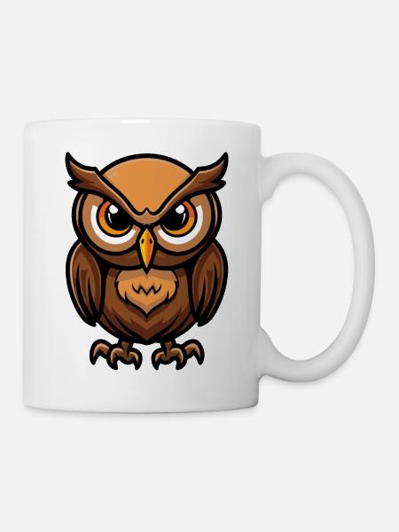 Eule Comic - Tasse - Weiß
