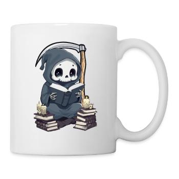 Grim Reaper Bookworm with Scythe - Mug - white - Right
