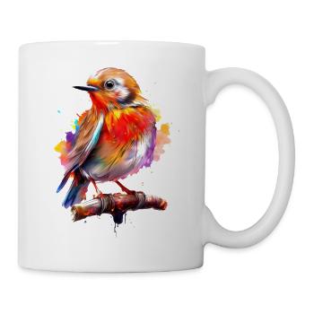 Bemaltes Rotkehlchen - Tasse - Weiß - Rechts
