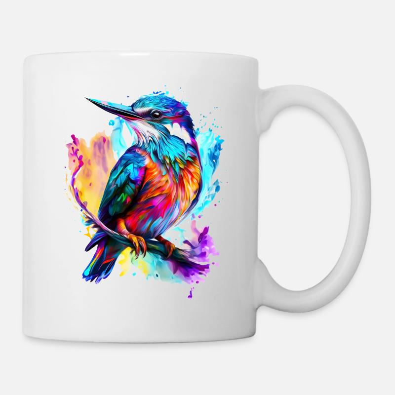 Bemalter Eisvogel - Tasse - Weiß