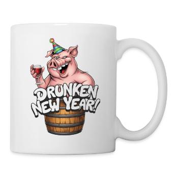 Silvester Party feiern betrinken Alkohol Schwein - Tasse - Weiß - Rechts