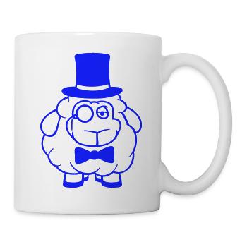 Schaf Herr Gentleman Zylinder Hut Monokel Brille - Tasse - Weiß - Rechts