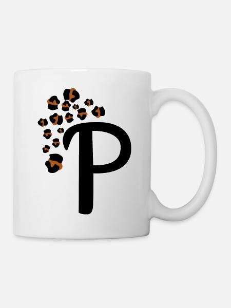 Buchstabe p Leopardenmuster - Tasse - Weiß