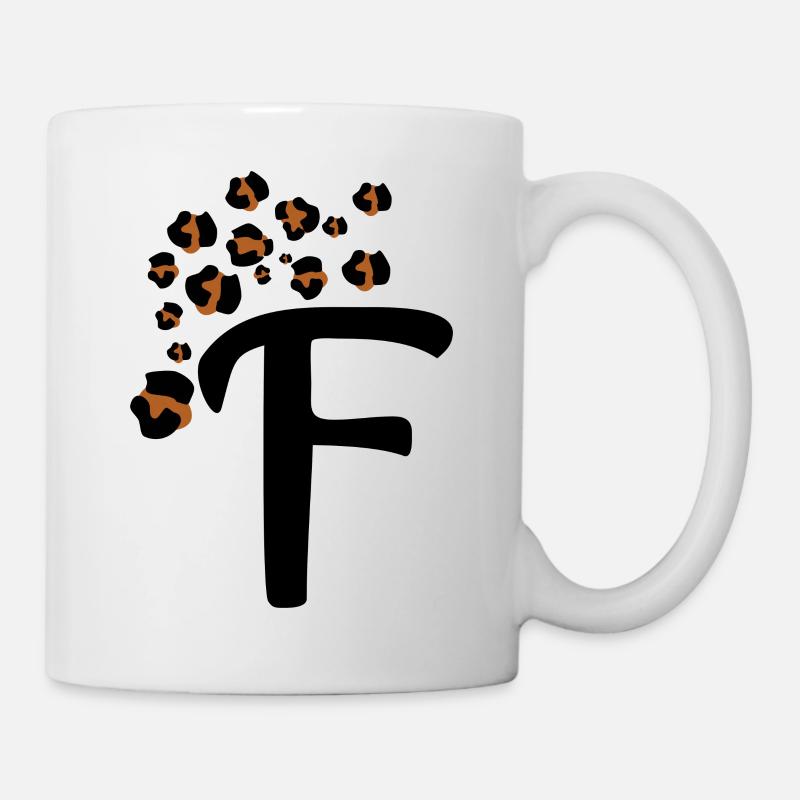 Buchstabe f Leopardenmuster - Tasse - Weiß