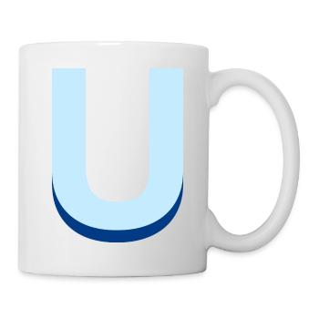Lettre u bleu pop et moderne - Mug blanc - blanc - Droite