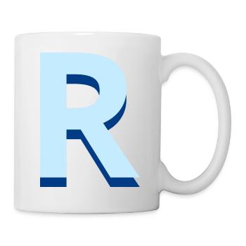 Lettre r bleu pop et moderne - Mug blanc - blanc - Droite