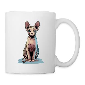 Illustration d’un chat sphynx aux couleurs vives - Mug blanc - blanc - Droite