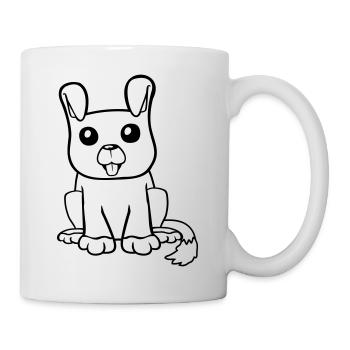 chien assis mignon petit chiot heureux animal de compagnie - Mug blanc - blanc - Droite