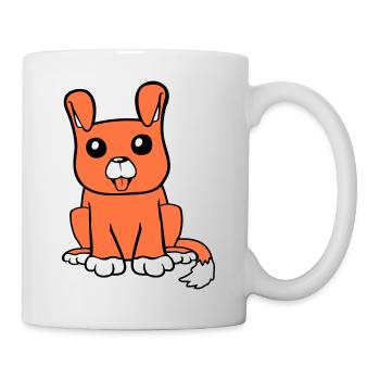 chien assis mignon petit chiot heureux animal de compagnie - Mug blanc - blanc - Droite