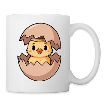 Cute chick with hat in egg - Mug - white - Right