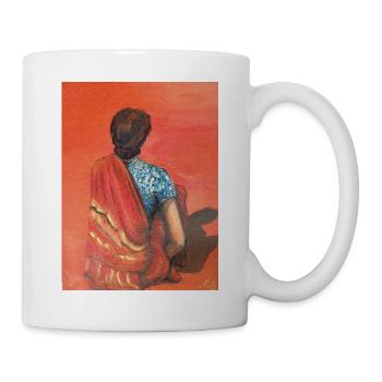 Red sand painting woman in Asia, fun, pretty art - Mug - white - Right
