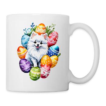 Poméranien Poméranien Aquarelle de Pâques - Mug blanc - blanc - Droite