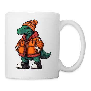 Dinosaur brontosaurus funny winter - Mug - white - Right