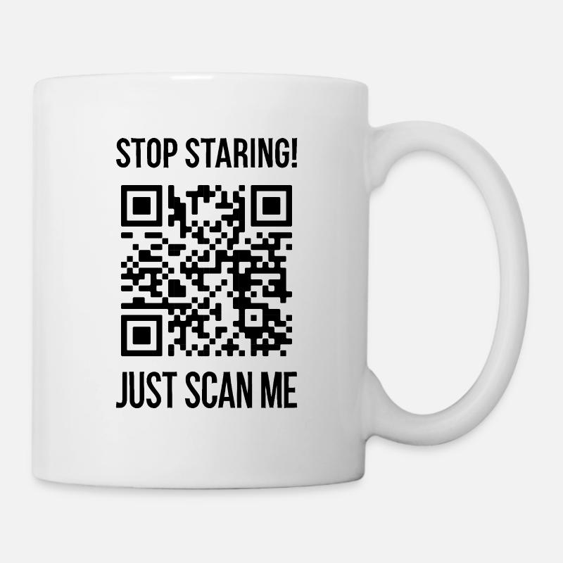 Scanne mich QR Code Wähle jeden Tag Freundlichkeit - Tasse - Weiß
