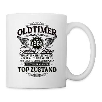 Oldtimer Baujahr 1965 Jahrgang Geburtstag Geschenk - Tasse - Weiß - Rechts
