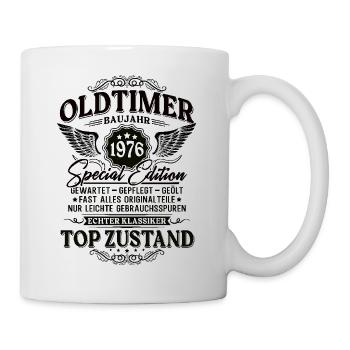 Oldtimer Baujahr 1976 Jahrgang Geburtstag Geschenk - Tasse - Weiß - Rechts