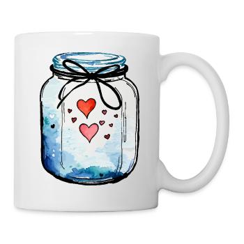 Pot plein d'aquarelles de coeurs d'amour - Mug blanc - blanc - Droite