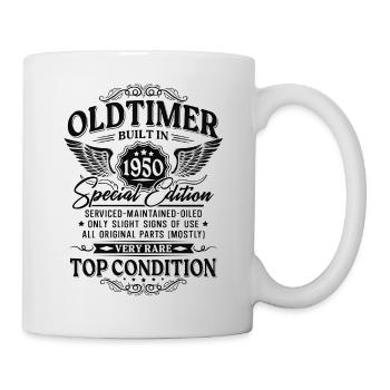 Oldtimer Baujahr 1950 Jahrgang Geburtstag Geschenk - Tasse - Weiß - Rechts