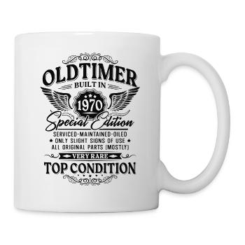 Oldtimer Baujahr 1970 Jahrgang Geburtstag Geschenk - Tasse - Weiß - Rechts