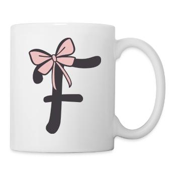 Initial letter F Ribbon - Mug - white - Right